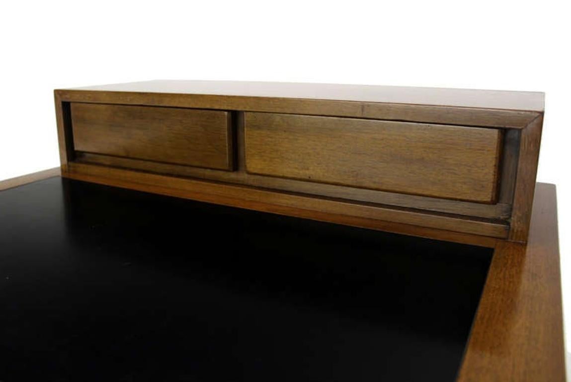 Light Walnut Oversize 32" Wide Two Drawers Dowel Leg Step End Coffee Table MINT!