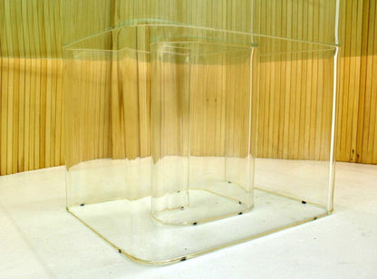 Lucite Snail Base Square 3/4" Thick Glass Top Coffee Table Mid Century Modern