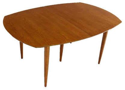 John Stuart Light Walnut Boat Shape Walnut Dining Table Tapered Leg Two Leaves