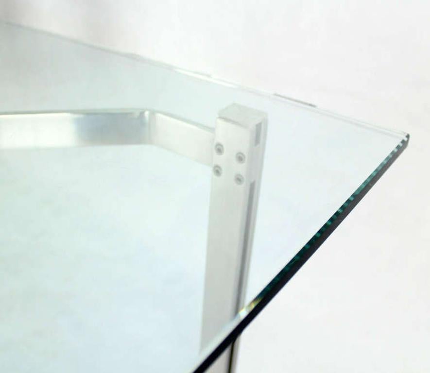 Mid-Century Modern Solid Chrome and Glass-Top Coffee Table style of Kjaerholm