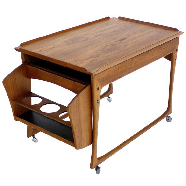 Danish Modern Rolling Teak Bar Cart