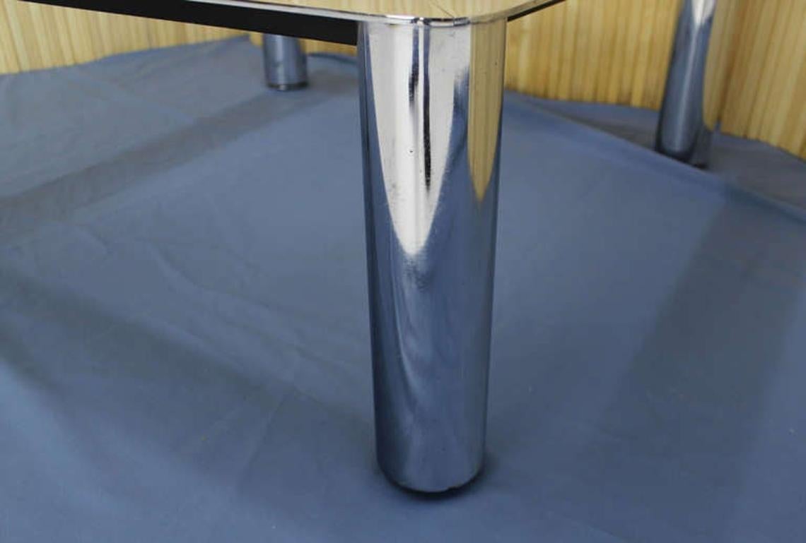 Chrome Cylinder Legs Square Smoked Glass Mid-Century Modern Coffee Table MINT!