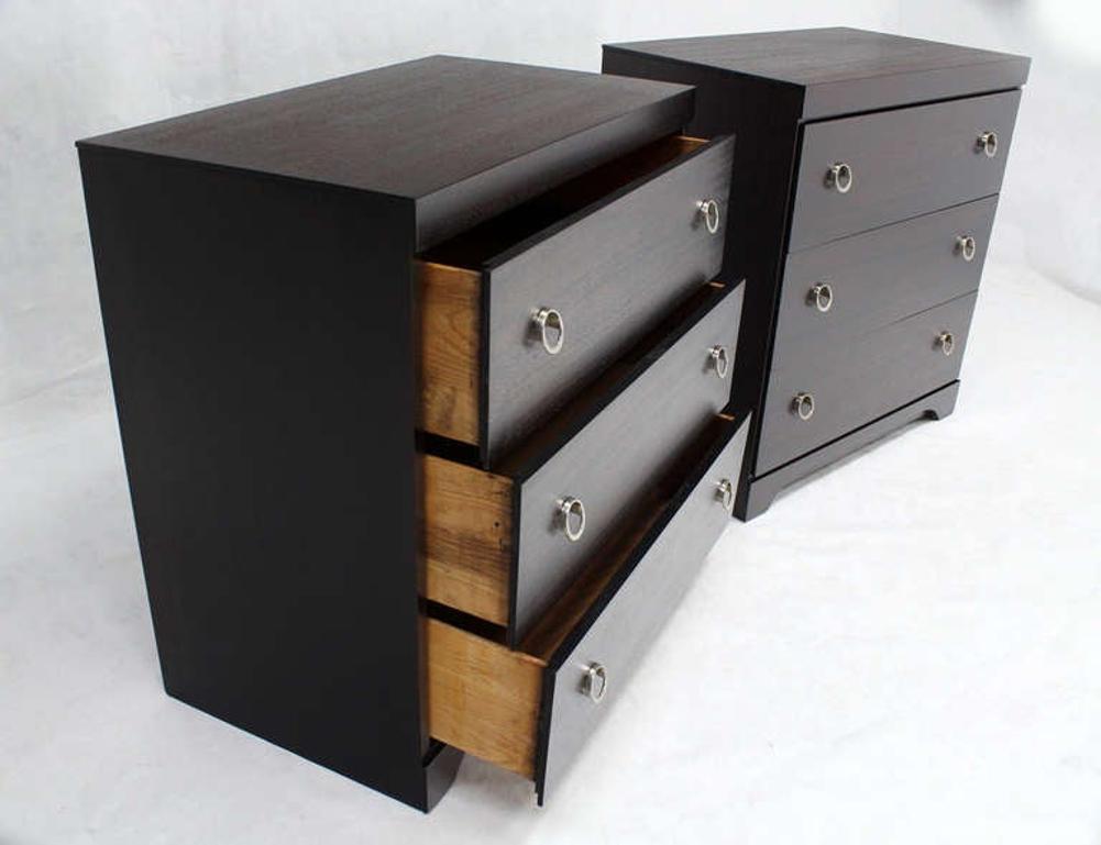 Pair Ebonized Mahogany Mid Century Modern Deco Style Bachelor Chest Dresser MINT