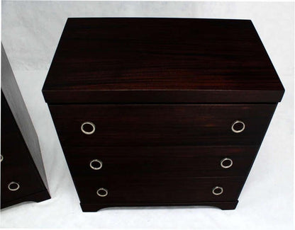 Pair Ebonized Mahogany Mid Century Modern Deco Style Bachelor Chest Dresser MINT