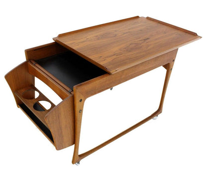 Danish Modern Rolling Teak Bar Cart