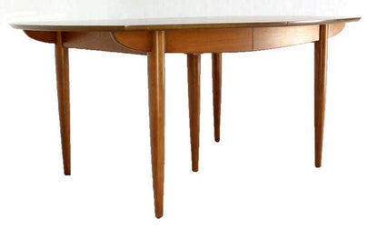 John Stuart Light Walnut Boat Shape Walnut Dining Table Tapered Leg Two Leaves